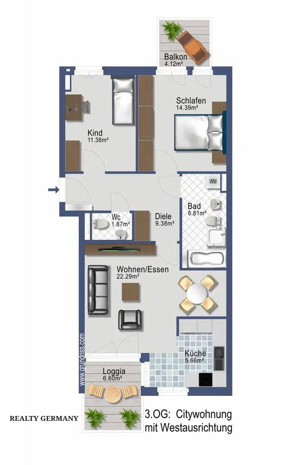 3 room apartment in Munich, 77 m², photo #9, listing #105145362