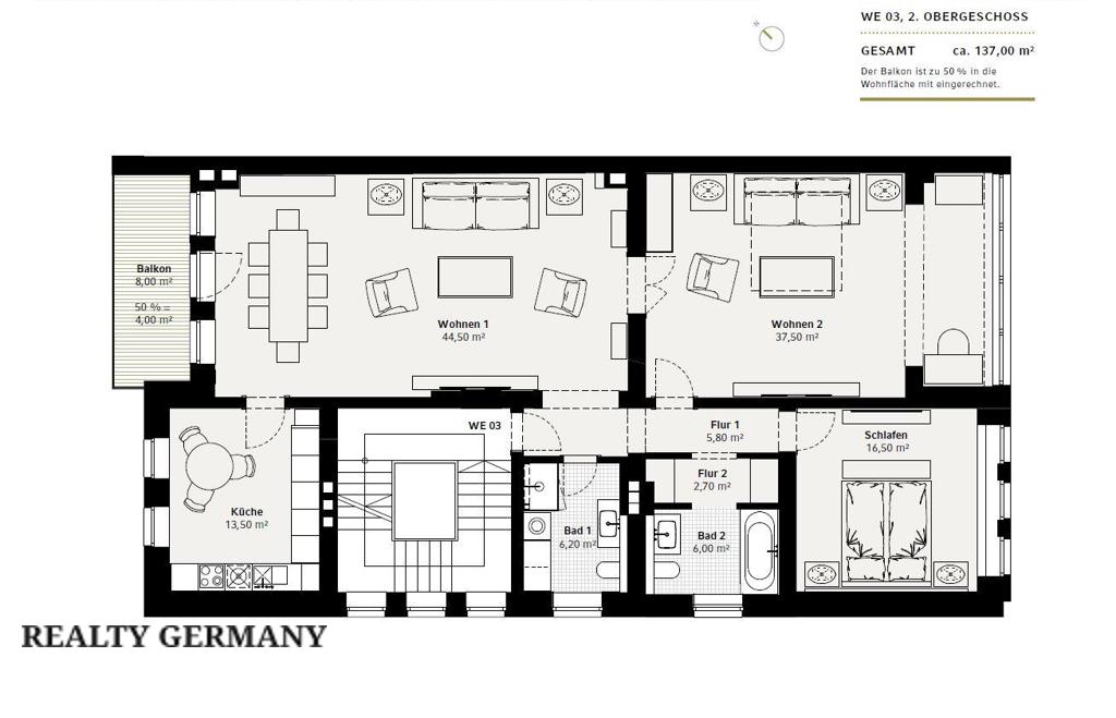 3 room apartment in Grunewald, 137 m², photo #10, listing #81247866