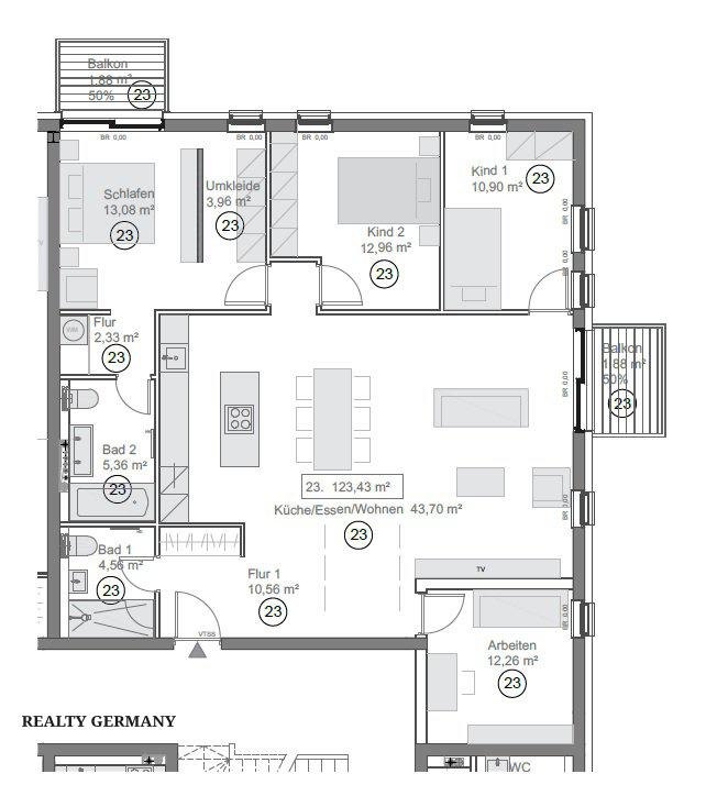 5 room apartment in Munich, 123 m², photo #2, listing #76784526