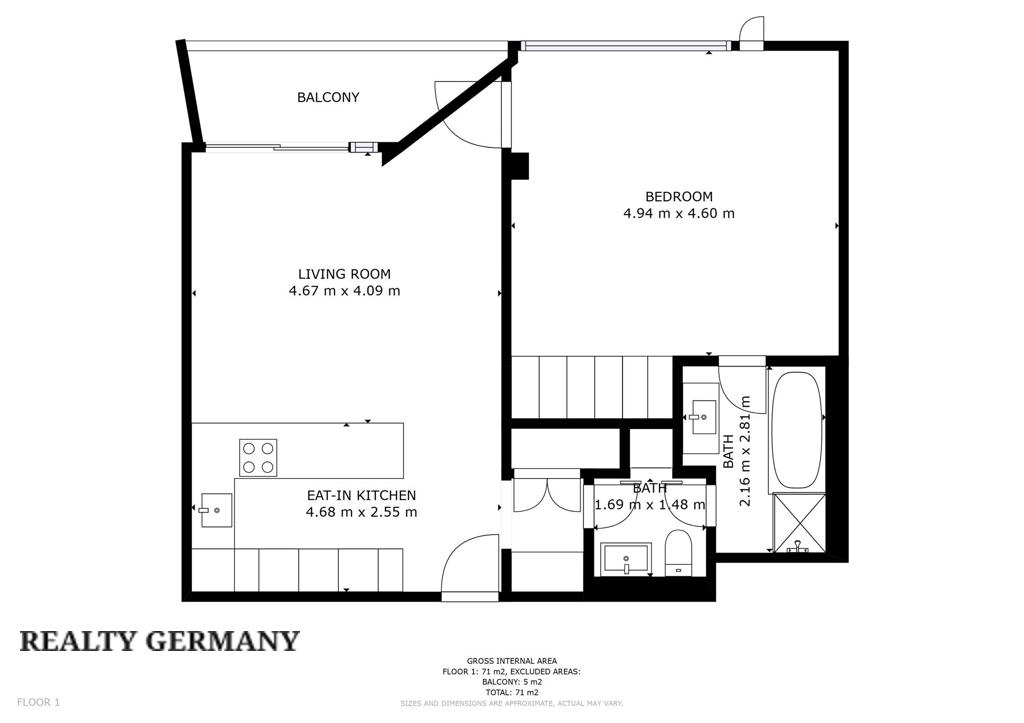 2 room apartment in Mitte, 75 m², photo #1, listing #107073372