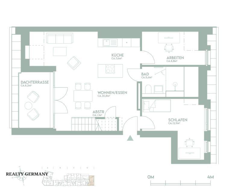 4 room penthouse in Düsseldorf, 97 m², photo #3, listing #105170436