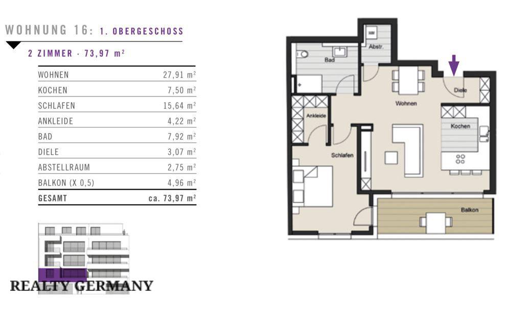 2 room new home in Cologne, 74 m², photo #3, listing #105180432